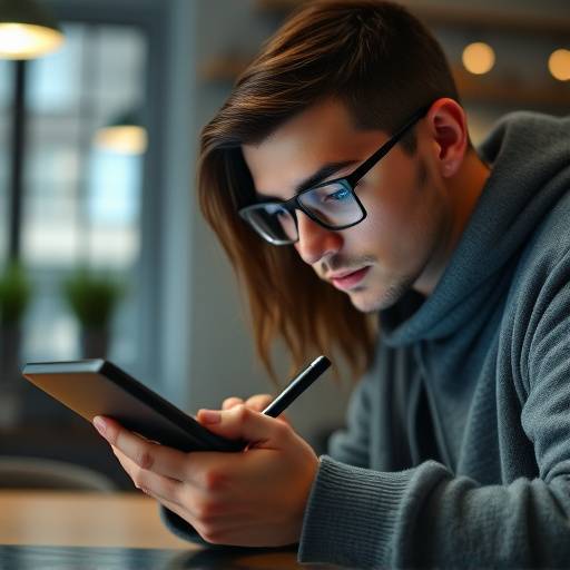 En illustration af en person, der skriver en besked på en tablet